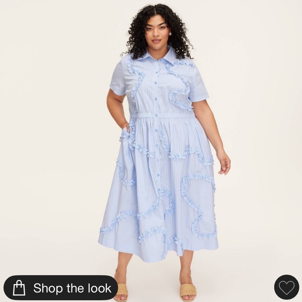 Ribbon Short Sleeve Midi Shirtdress- kate spade new york x Target Blue/White XXL